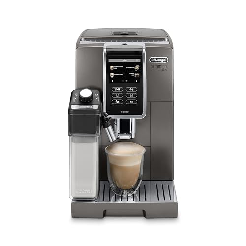 De'Longhi ECAM37095TI Dinamica Plus with LatteCrema System, Fully Automatic Coffee Machine, Colored Touch Display,Titanium
