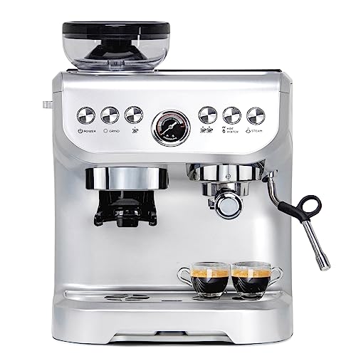 MIROX Espresso Coffee Maker With Grinder For Home, 2000ML Water Tank&1450w and ABS Housing Combo Coffee Latte Maker Cappuccino Machine With Milk Frother Latte Macchiato Cuppuccino Machines
