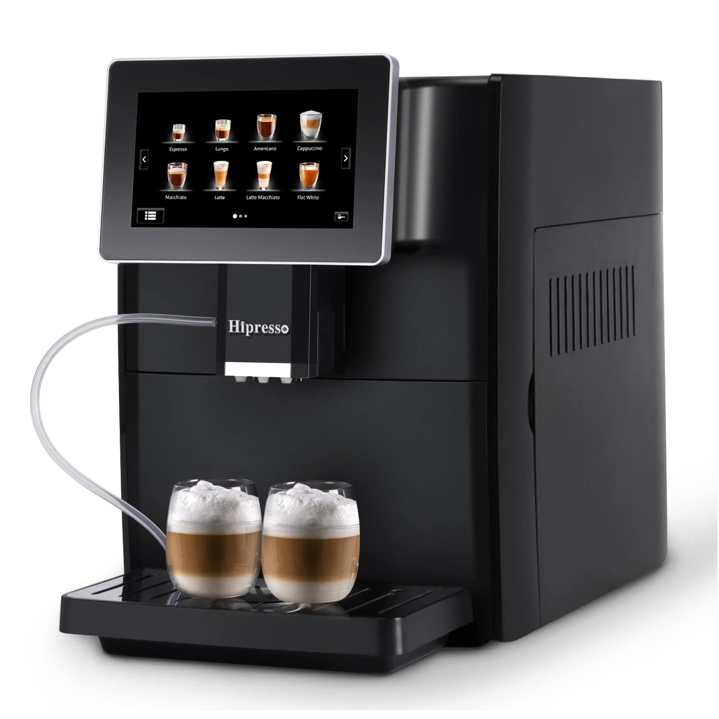 Geekpure Hipresso Super Fully Automatic Espresso Coffee Machine-7" HD TFT Touchscreen with Milk Frother