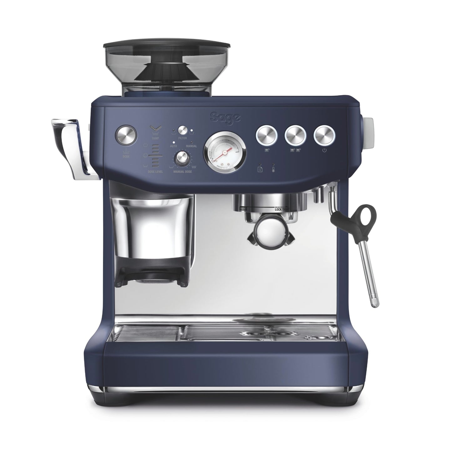 Breville the Barista Express Impress Espresso Machine, Damson Blue, BES876DBL, Large